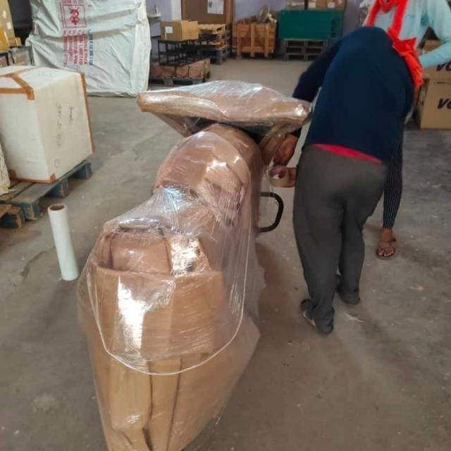 Bike being wrapped
