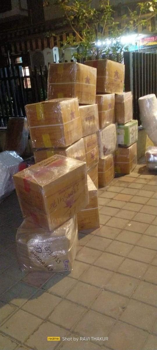 Packed cartons ready to load