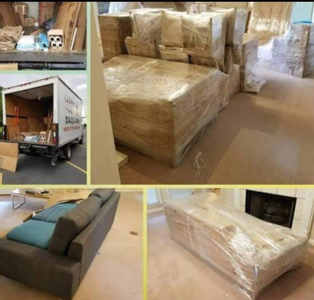 Sofa and furniture wrapped in protective packing